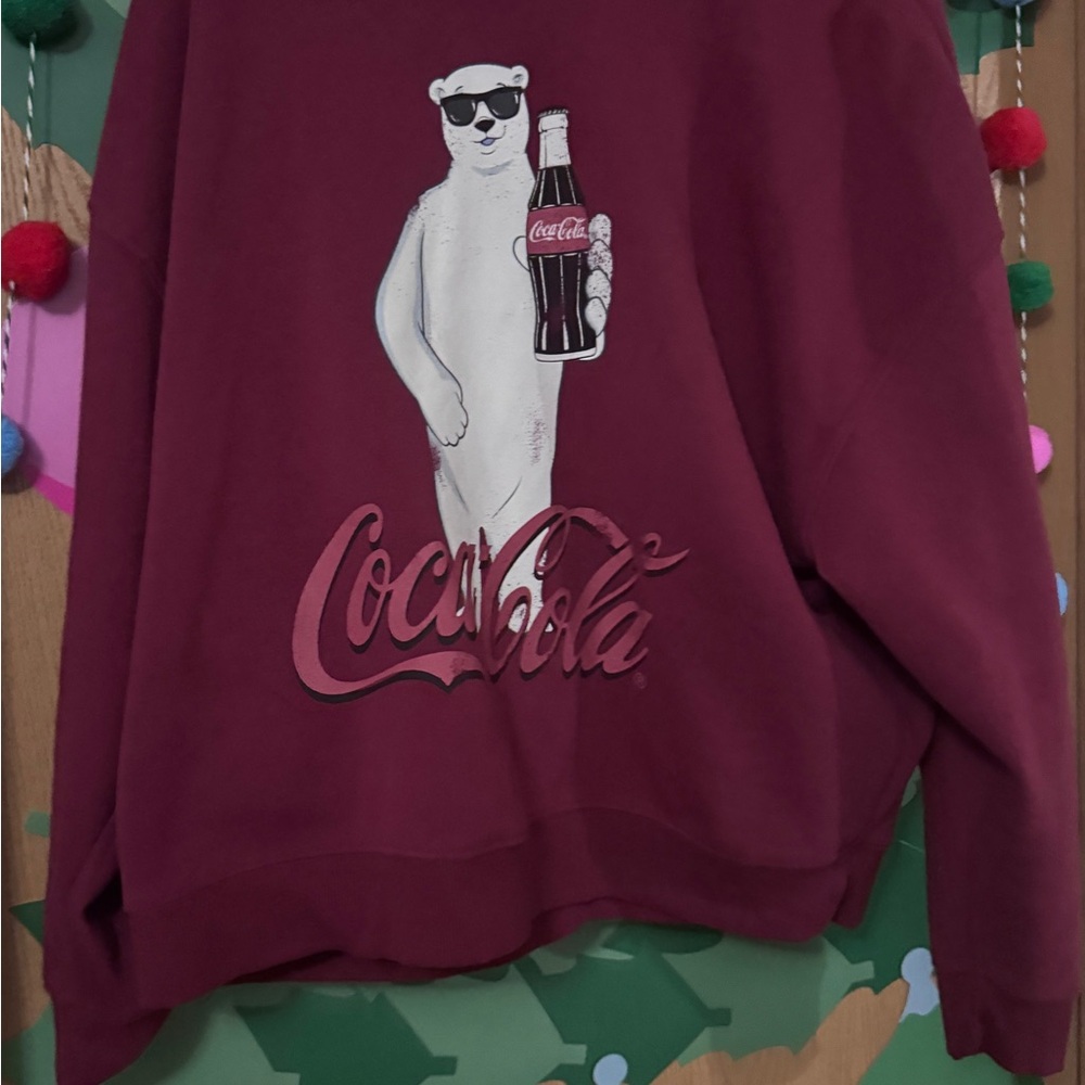 Coca-Cola Burgundy Sweatshirt with Polar Bear